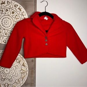 🔴 Ruth Scharf Red Wool Crop Jacket Coat Girls 5T Vintage Style